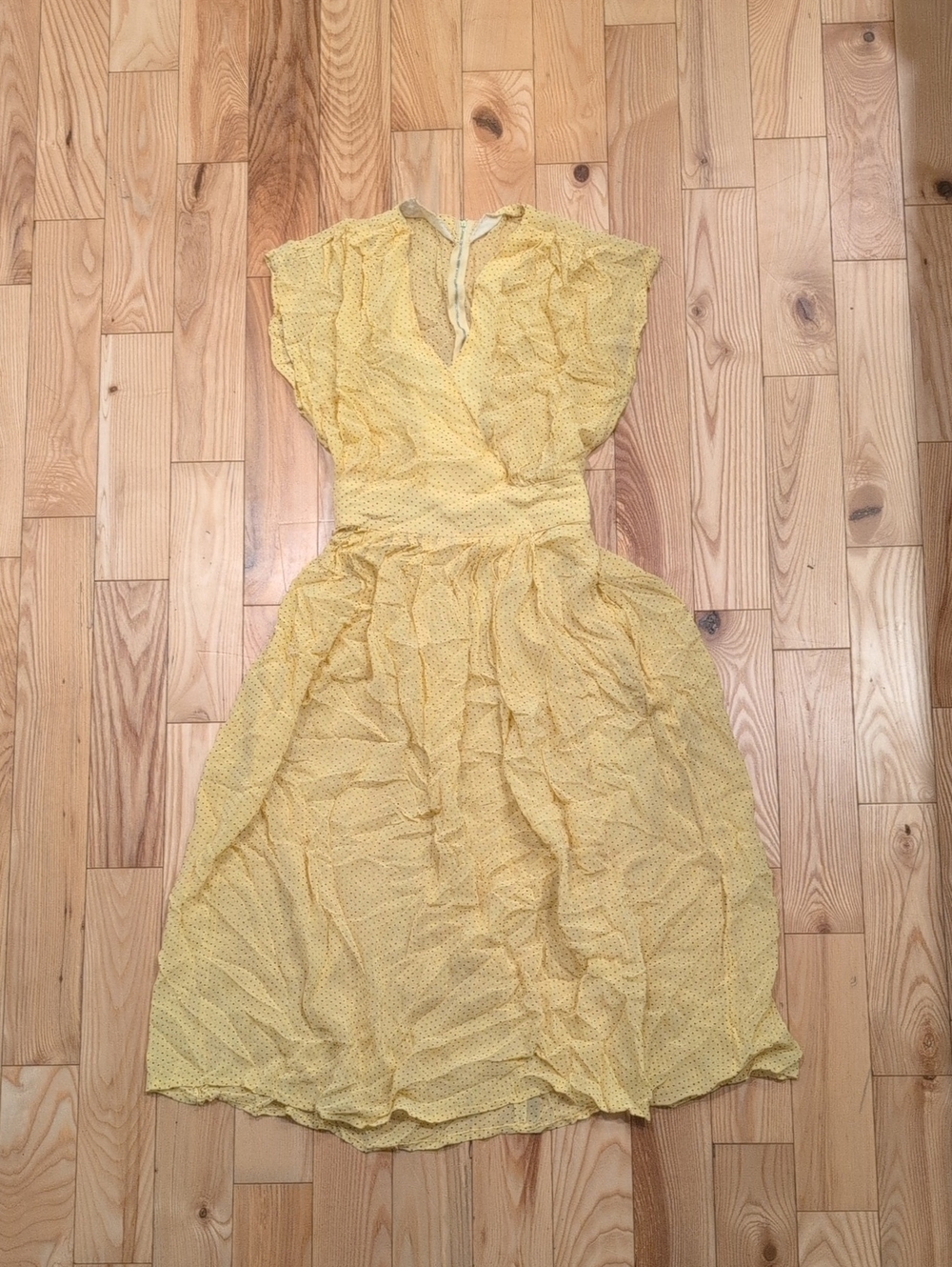 Yellow Polka Dot Midi Dress - Picture 1 of 2